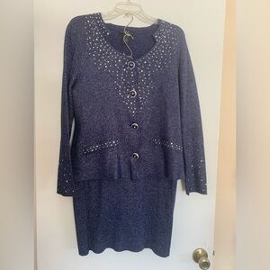 Midnight Velvet M Navy with Shimmer Skirt Set